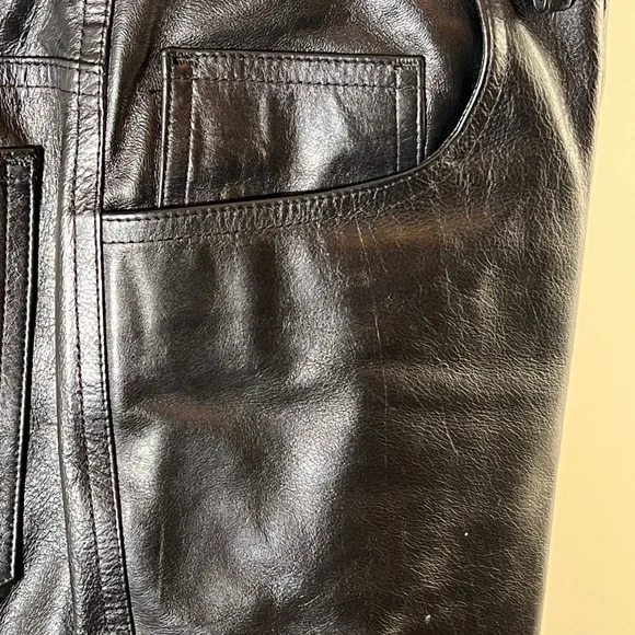 Vintage 90’s Sandy Dalal New York Italian made Leather Pants Jeans men’s 30x31”